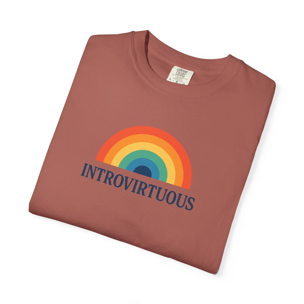 Introvirtuous Rainbow Comfort Colors T-Shirt - Here by duty