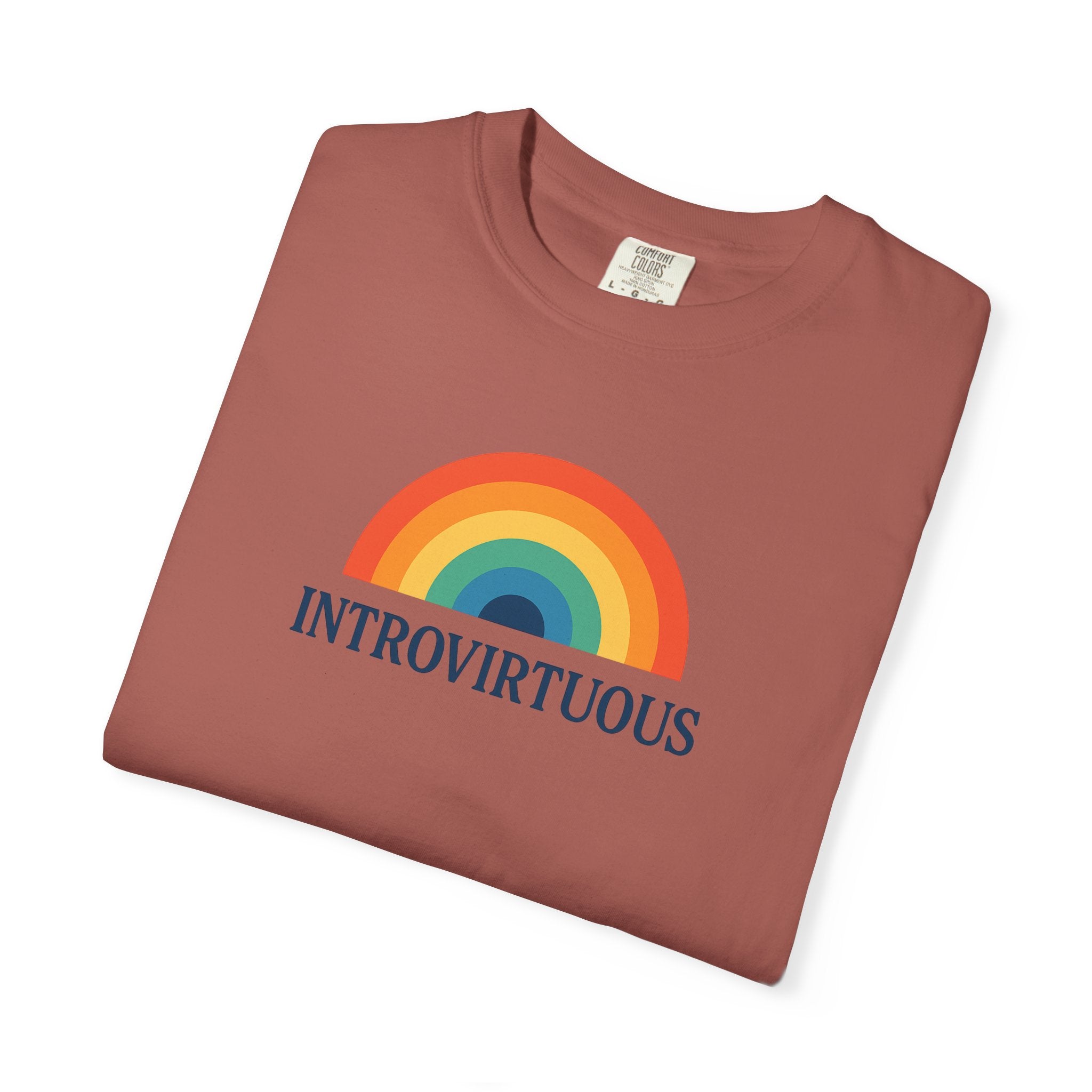 Introvirtuous Rainbow Comfort Colors T-Shirt - Here by duty