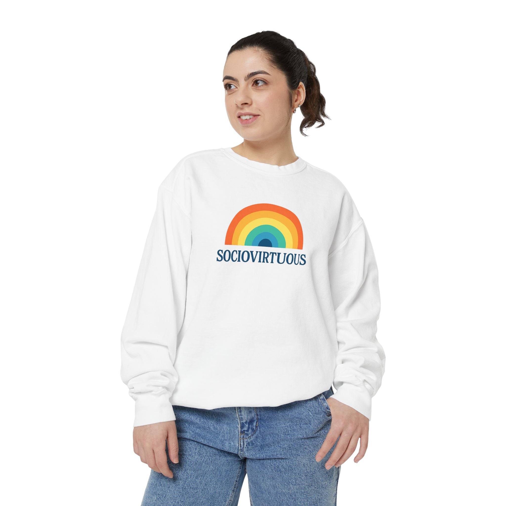 Sociovirtuous Rainbow Sweatshirt - Here to help