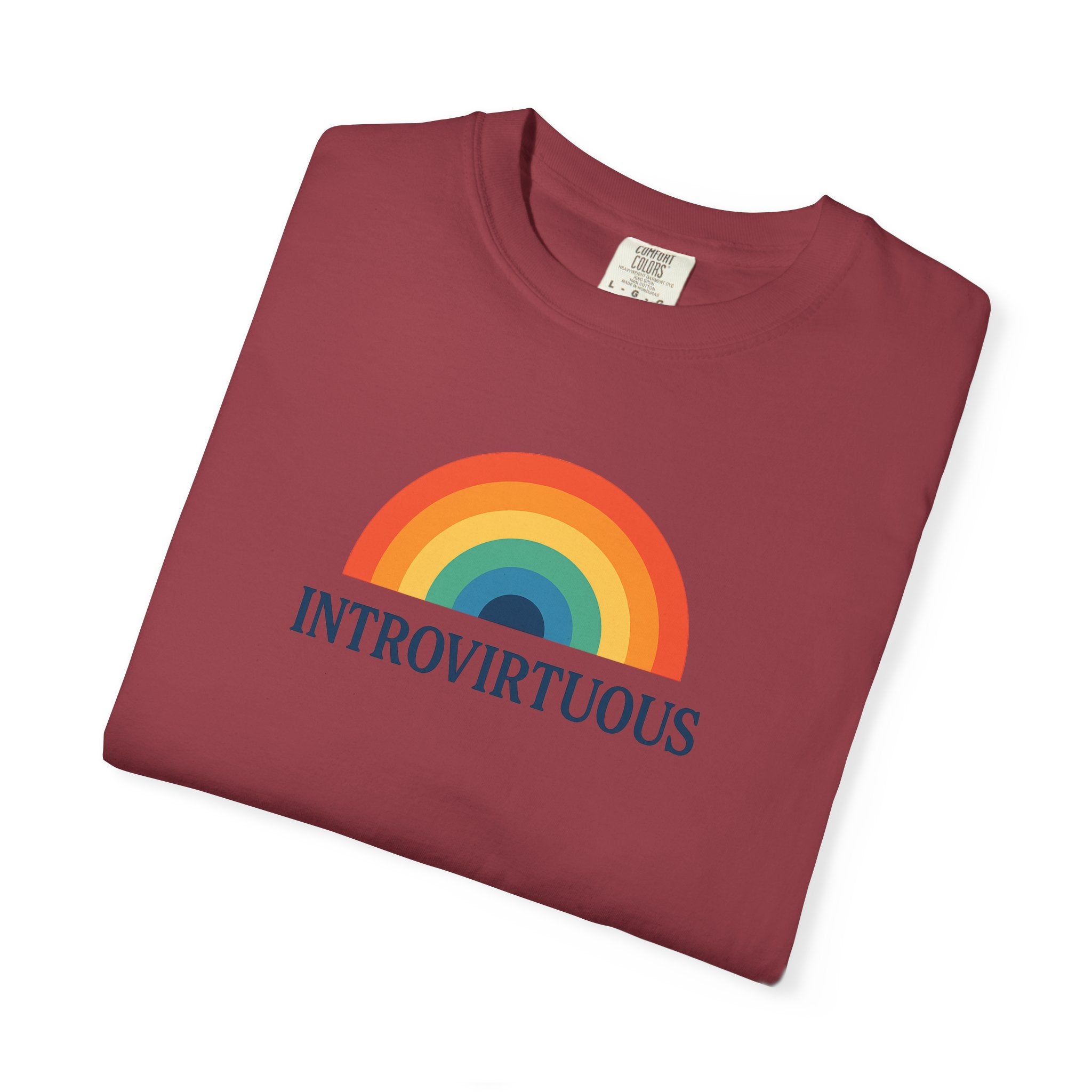 Introvirtuous Rainbow Comfort Colors T-Shirt - Here by duty