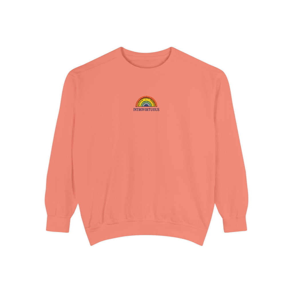Embroidered Sweatshirt — Sunshine Rainbow "Introvirtuous"