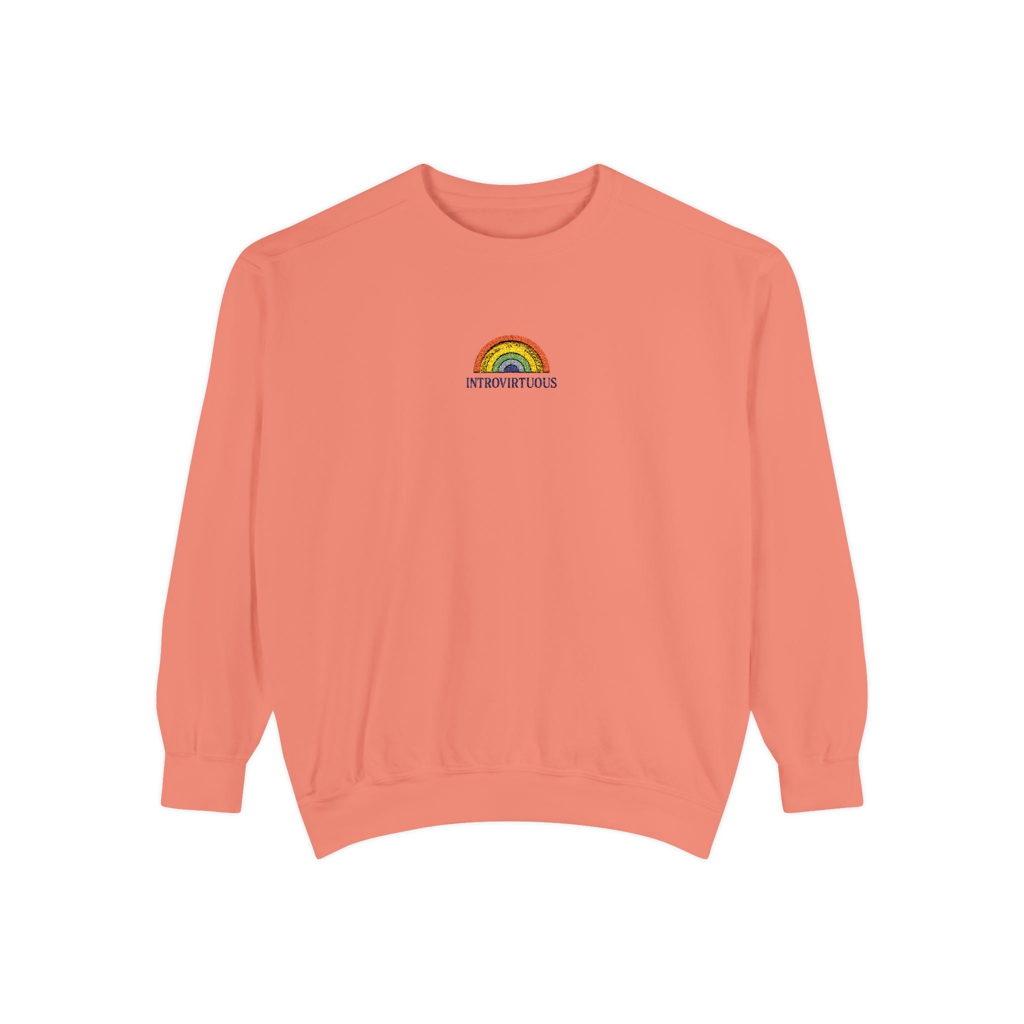 Embroidered Sweatshirt — Sunshine Rainbow "Introvirtuous"