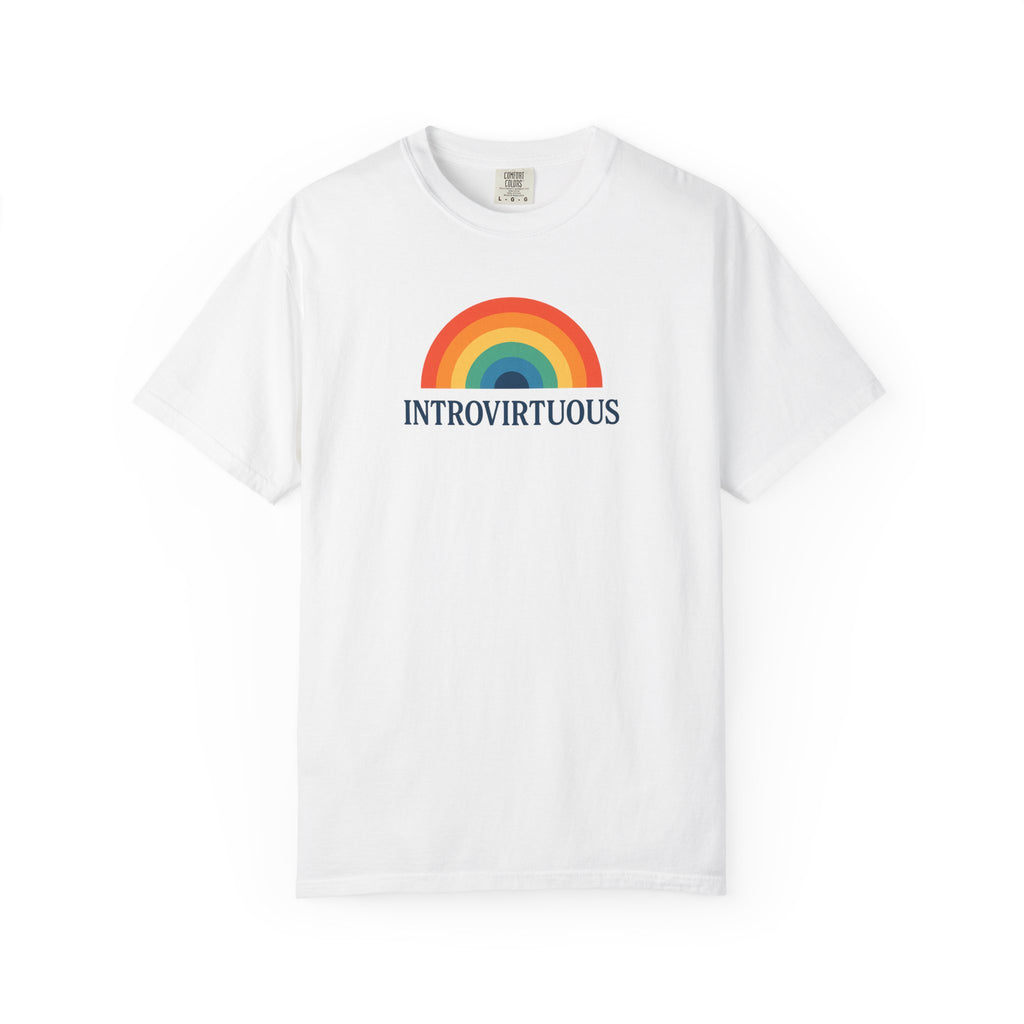 Introvirtuous Rainbow Comfort Colors T-Shirt - Here by duty