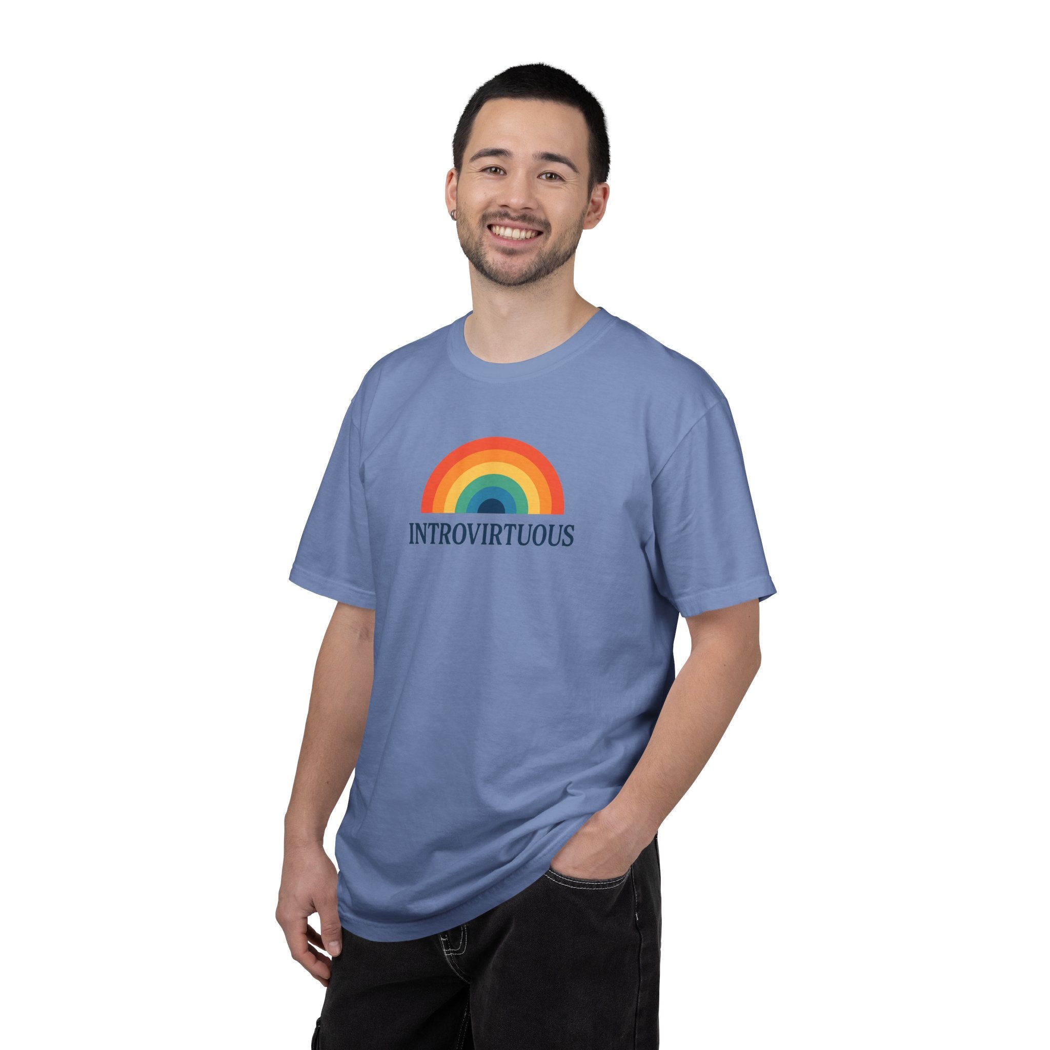 Introvirtuous Rainbow Comfort Colors T-Shirt - Here by duty