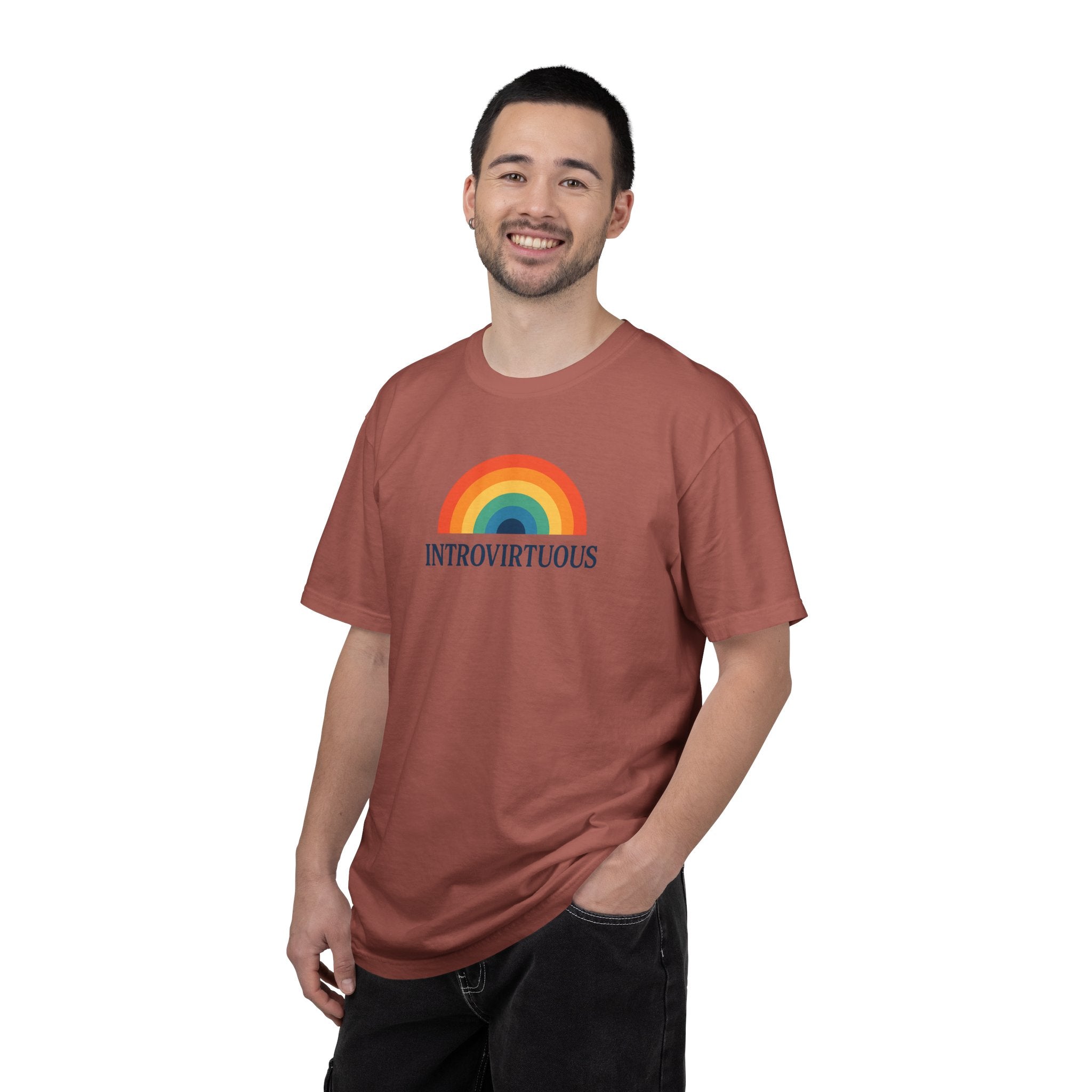Introvirtuous Rainbow Comfort Colors T-Shirt - Here by duty