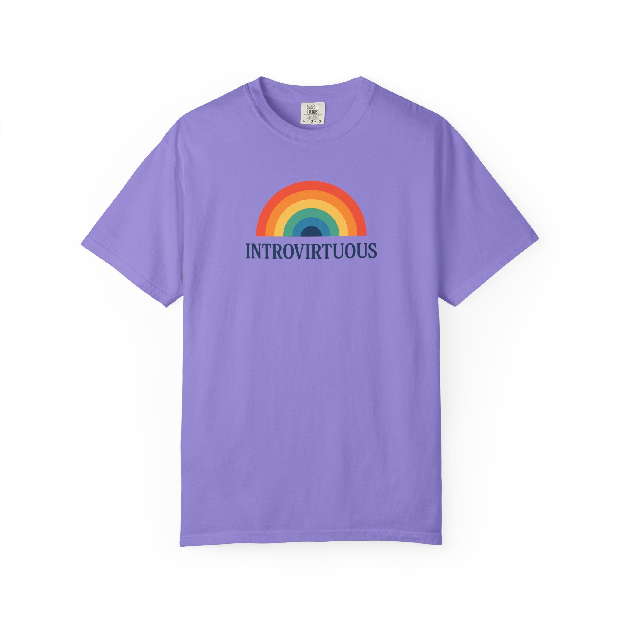 Introvirtuous Rainbow Comfort Colors T-Shirt - Here by duty