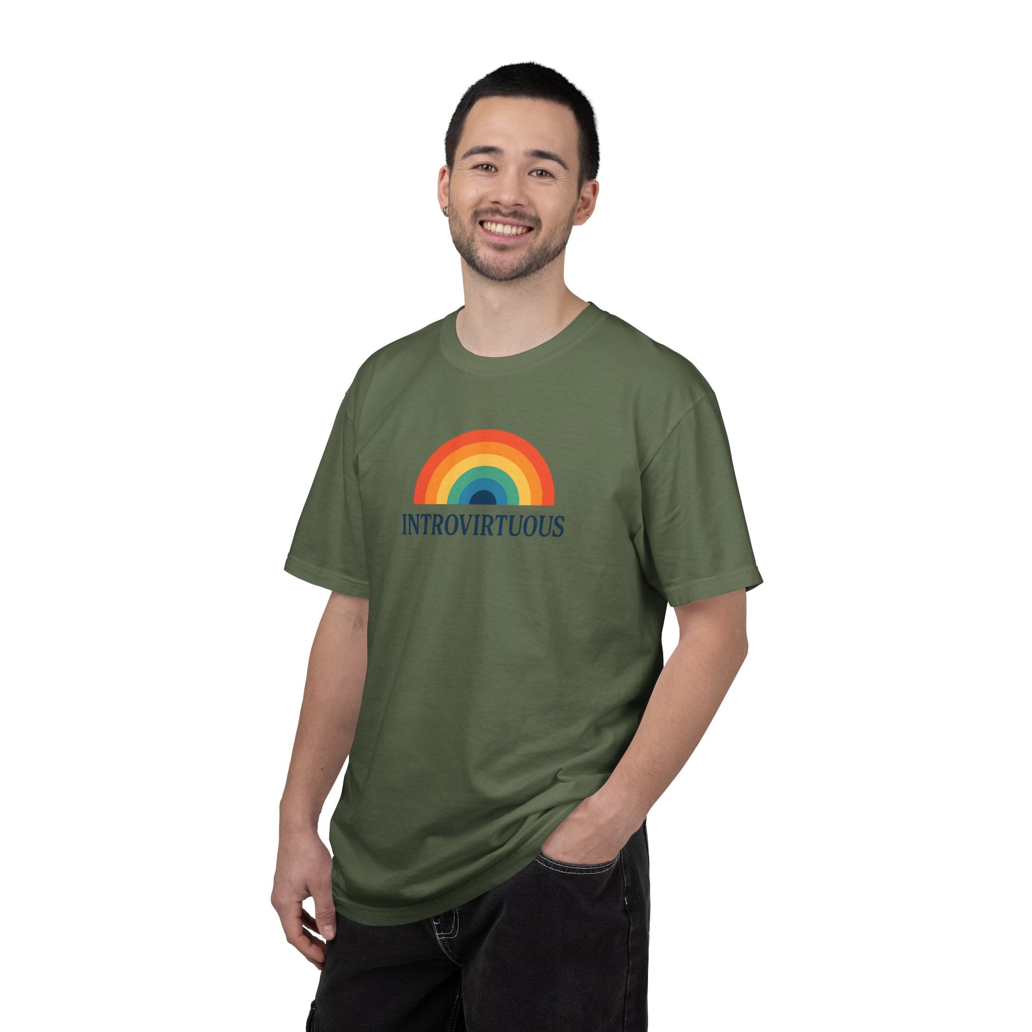 Introvirtuous Rainbow Comfort Colors T-Shirt - Here by duty