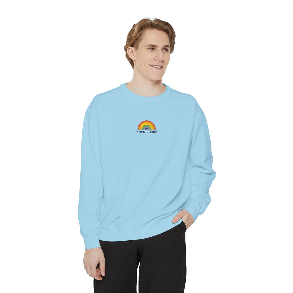 Embroidered Sweatshirt — Sunshine Rainbow "Introvirtuous"