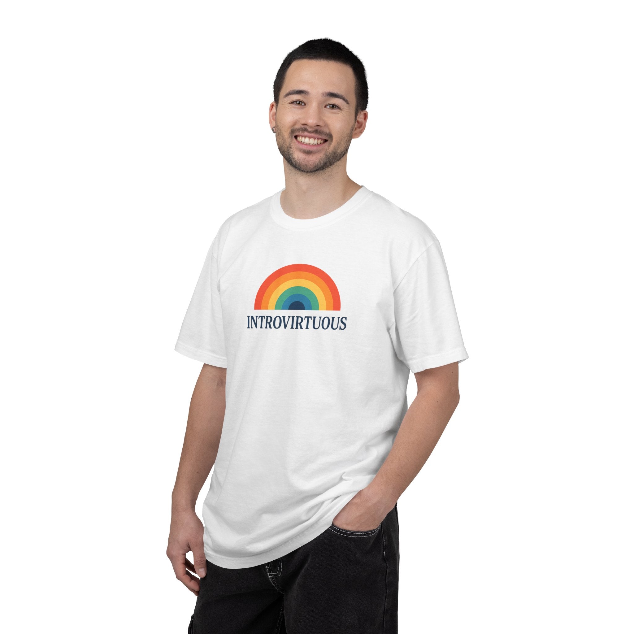 Introvirtuous Rainbow Comfort Colors T-Shirt - Here by duty