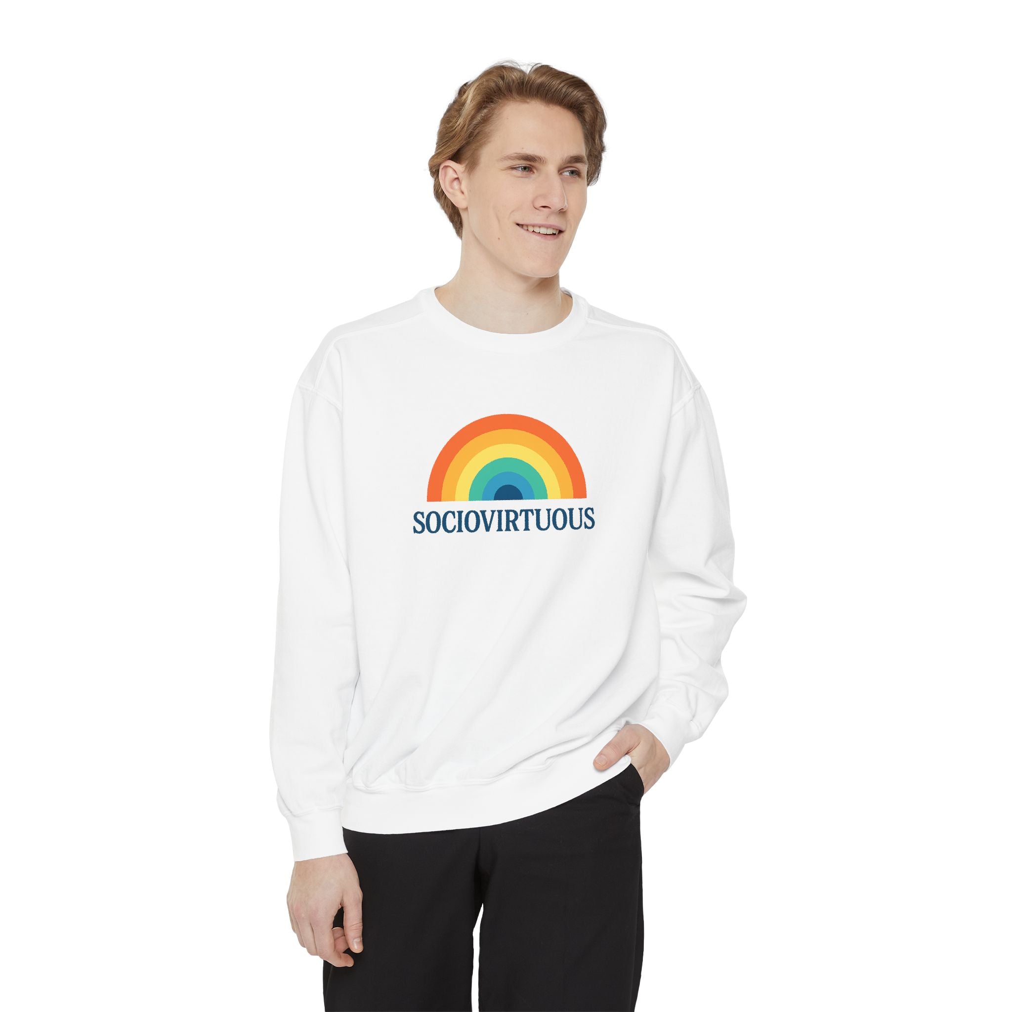 Sociovirtuous Rainbow Sweatshirt - Here to help