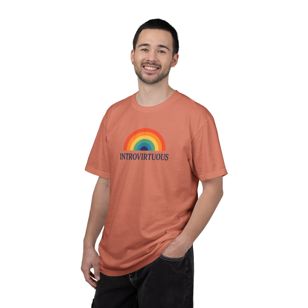 Introvirtuous Rainbow Comfort Colors T-Shirt - Here by duty