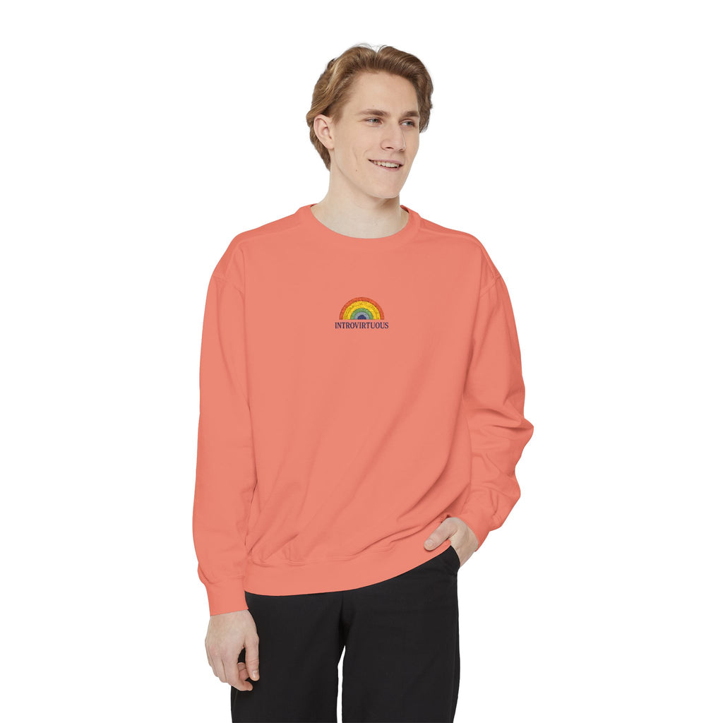 Embroidered Sweatshirt — Sunshine Rainbow "Introvirtuous"