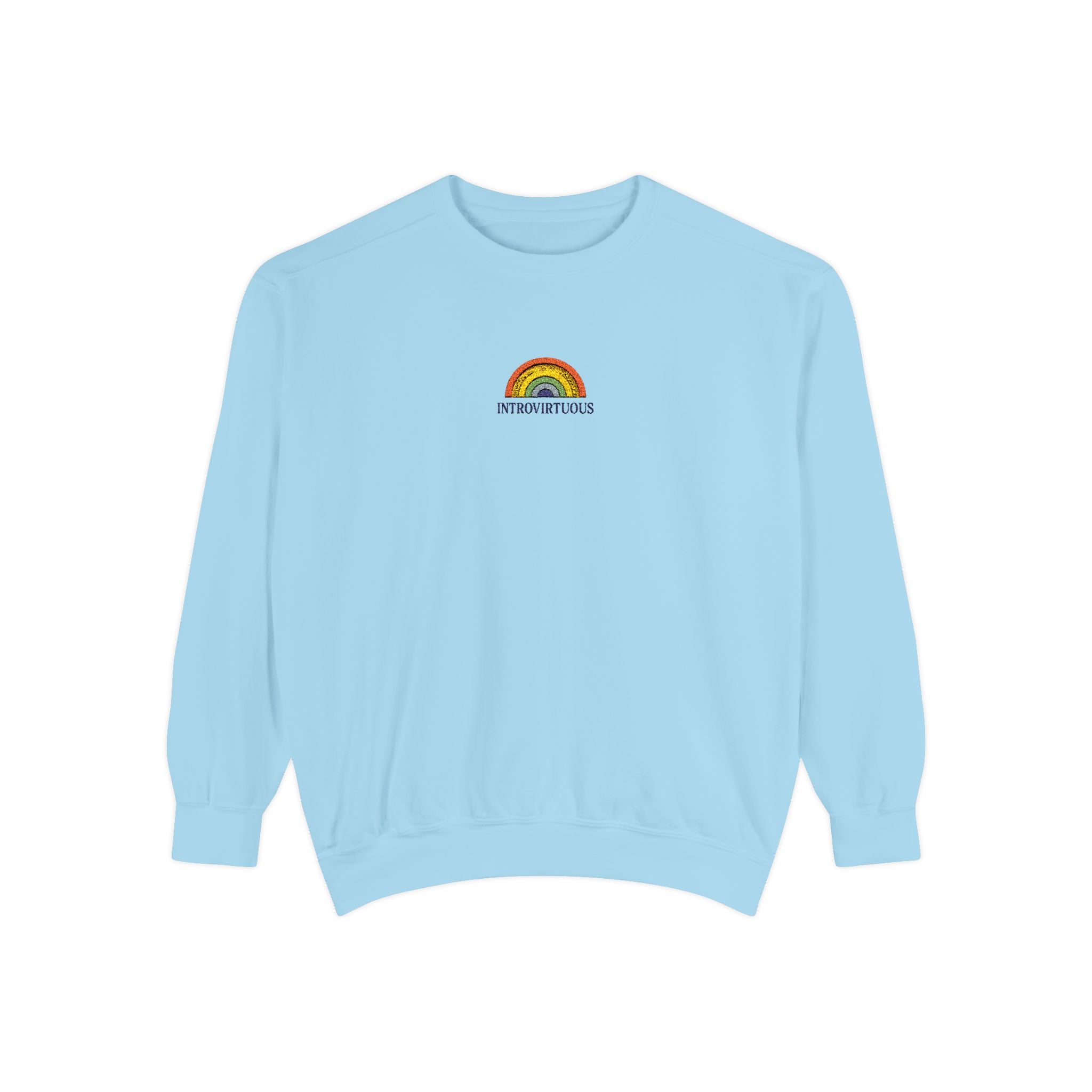 Embroidered Sweatshirt — Sunshine Rainbow "Introvirtuous"