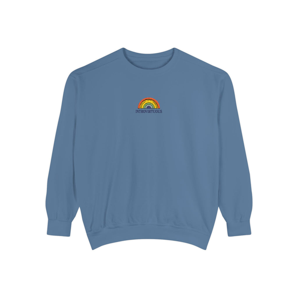 Embroidered Sweatshirt — Sunshine Rainbow "Introvirtuous"