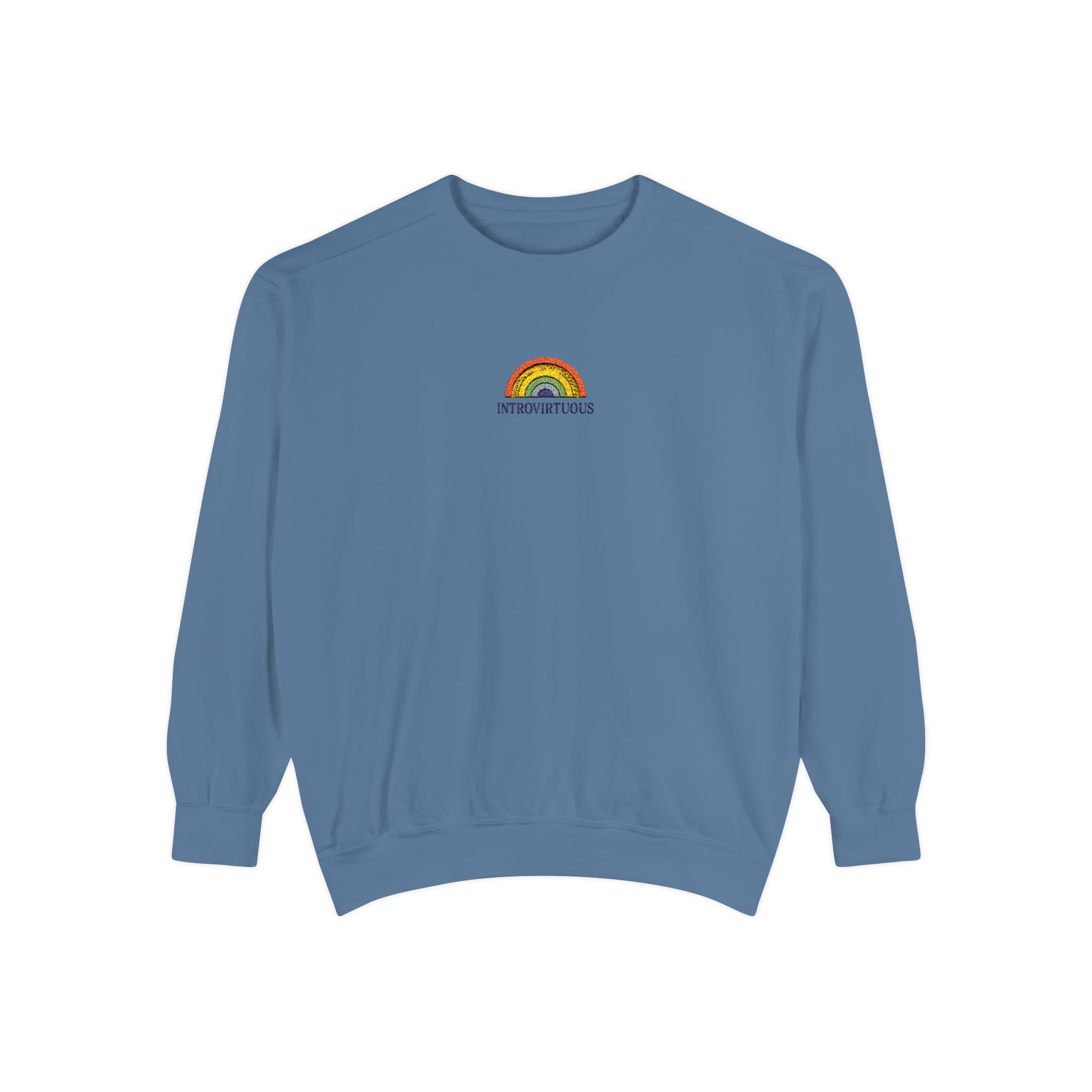 Embroidered Sweatshirt — Sunshine Rainbow "Introvirtuous"
