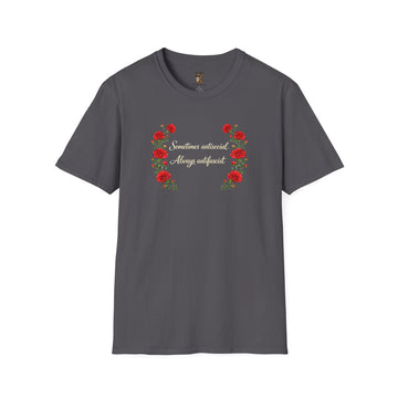 "Sometimes antisocial, Always antifascist" Red Carnation t-shirt