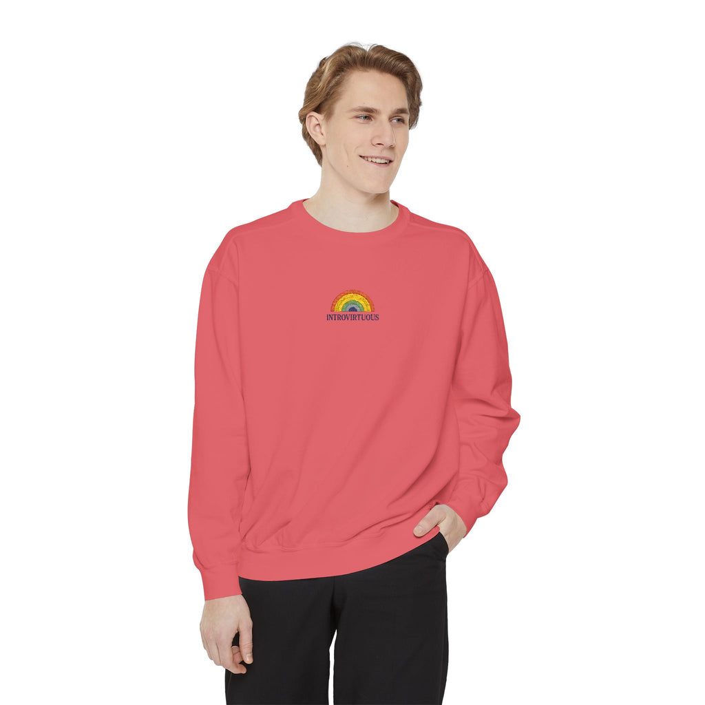 Embroidered Sweatshirt — Sunshine Rainbow "Introvirtuous"