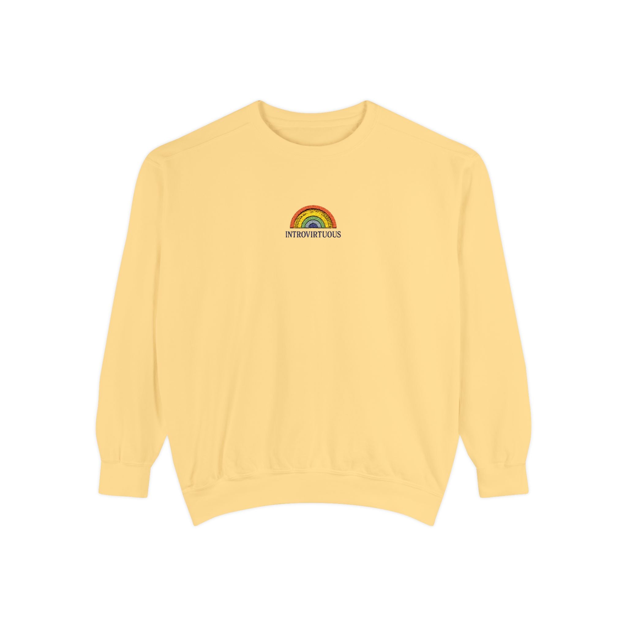 Embroidered Sweatshirt — Sunshine Rainbow "Introvirtuous"