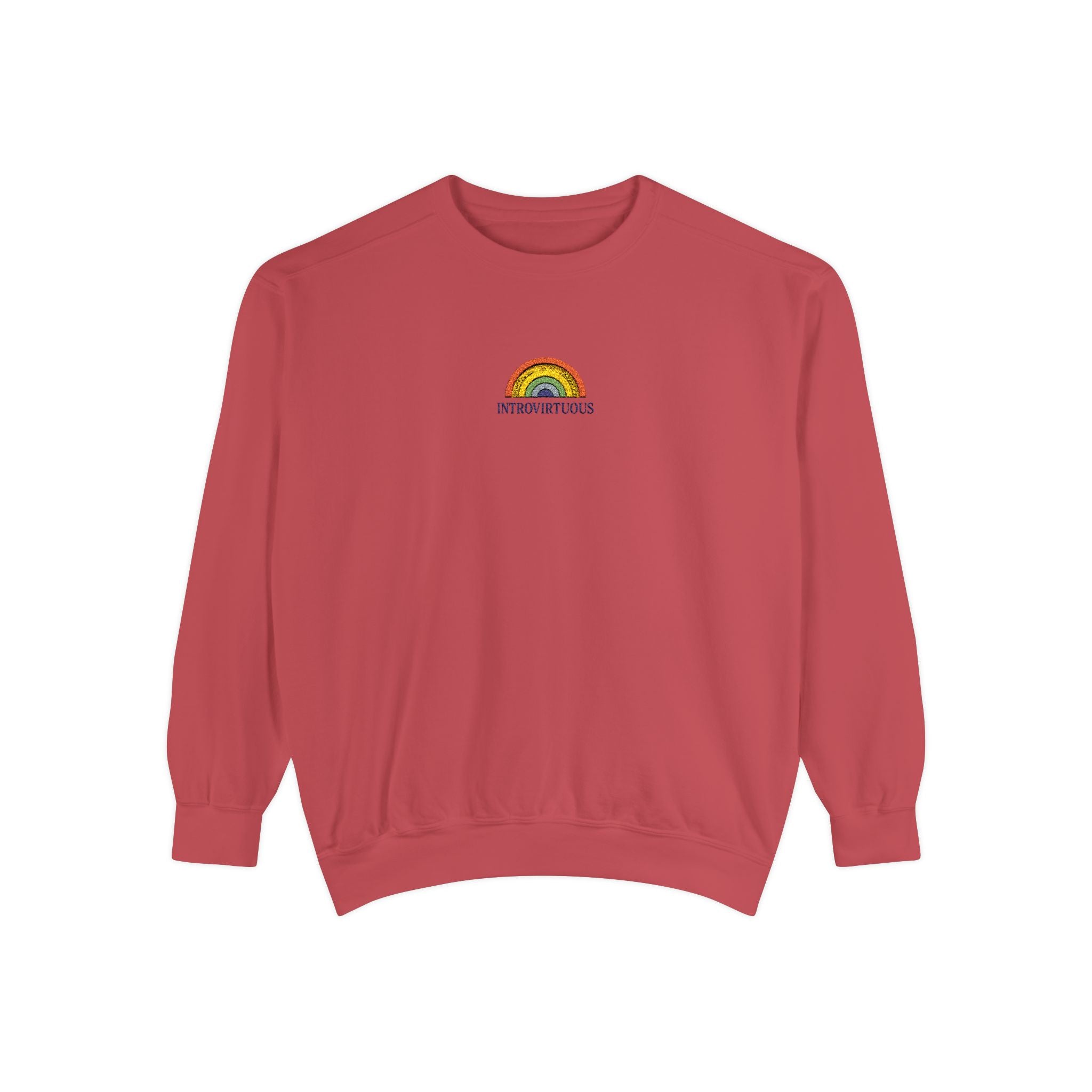 Embroidered Sweatshirt — Sunshine Rainbow "Introvirtuous"