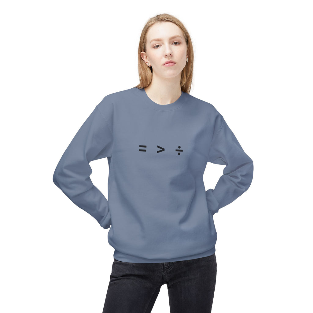 Equality Greater Than Division crewneck sweatshirt