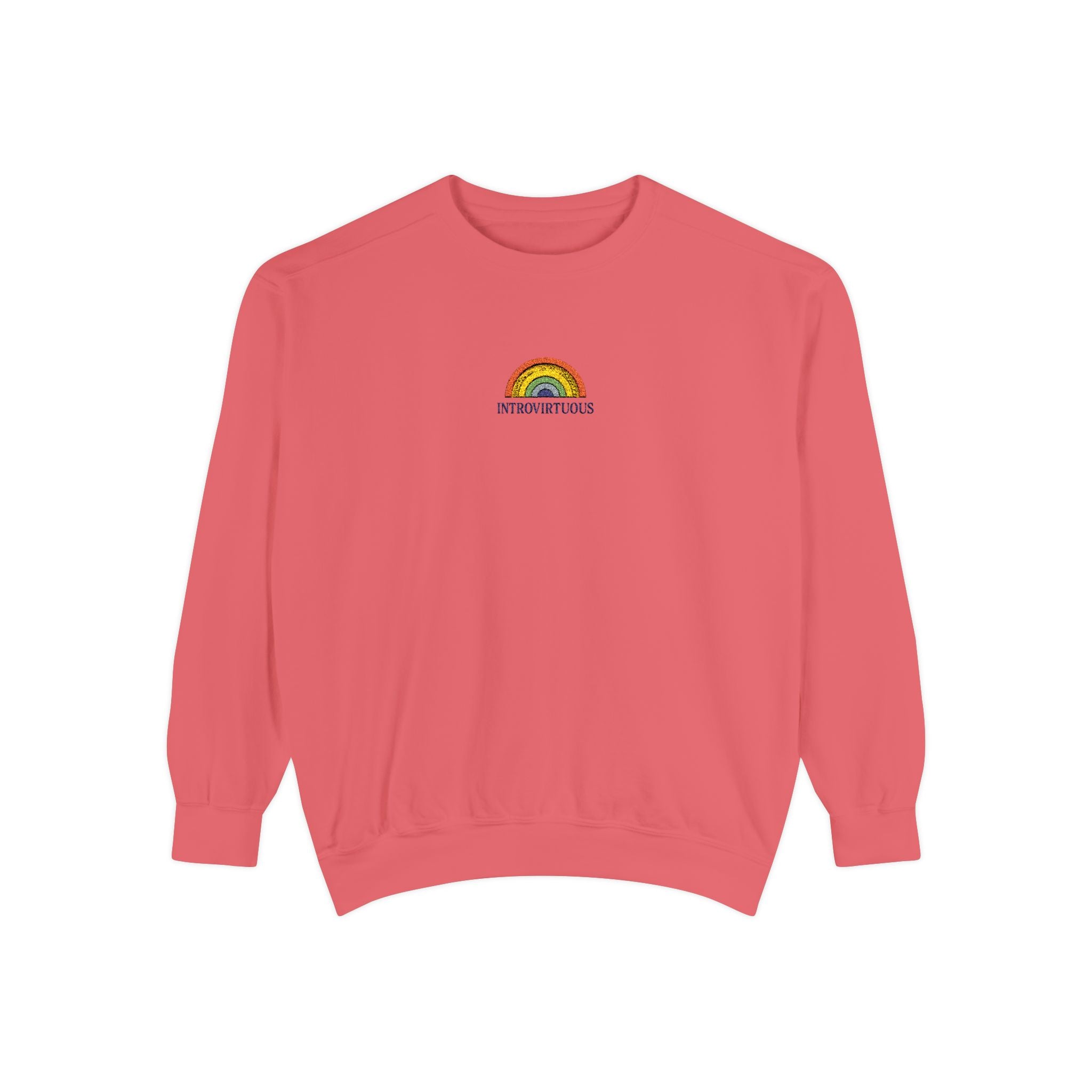 Embroidered Sweatshirt — Sunshine Rainbow "Introvirtuous"