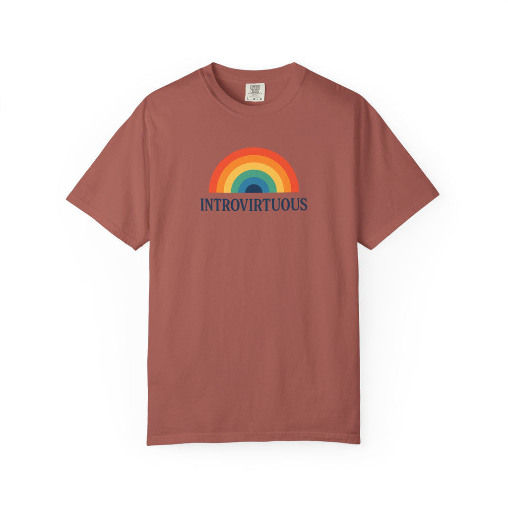 Introvirtuous Rainbow Comfort Colors T-Shirt - Here by duty