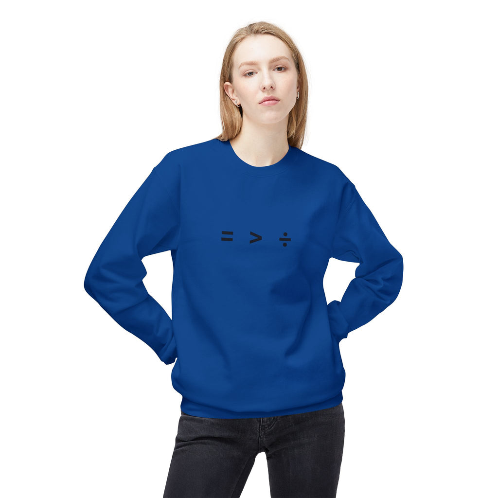 Equality Greater Than Division crewneck sweatshirt