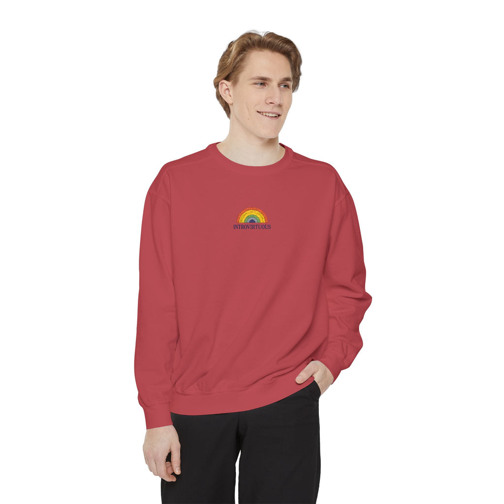 Embroidered Sweatshirt — Sunshine Rainbow "Introvirtuous"