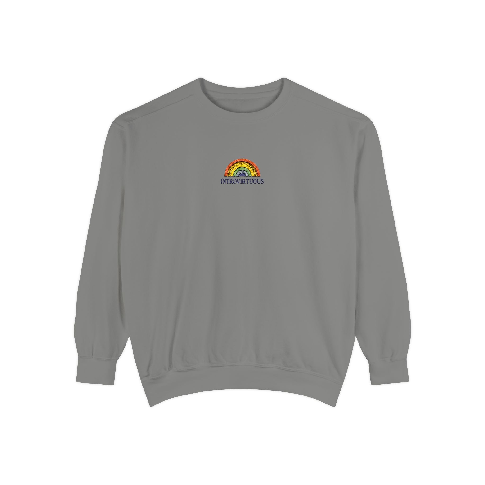 Embroidered Sweatshirt — Sunshine Rainbow "Introvirtuous"